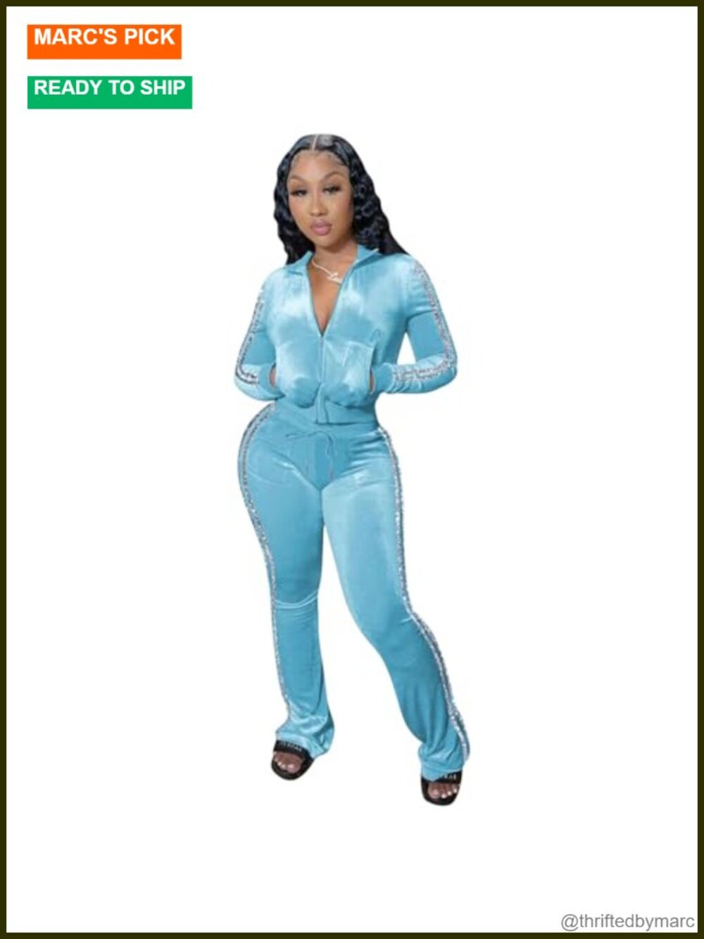 Womens Y2K Velour Tracksuit 2 Piece Zip Up Hoodie Flared Pants Set
